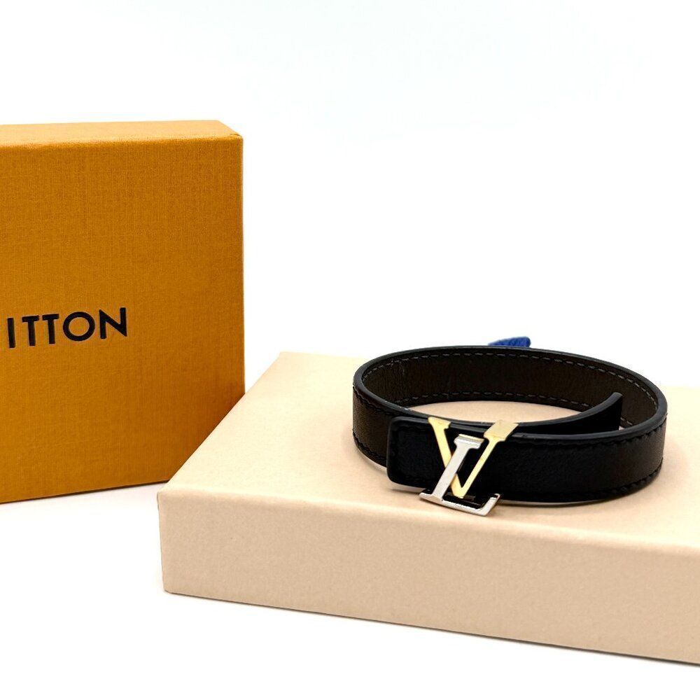 Louis Vuitton Two Tone LV Logo Leather Bracelet